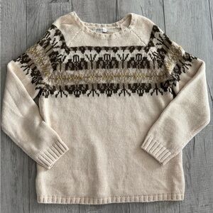 Coldwater Creek Cream and Brown Patterned Sweater